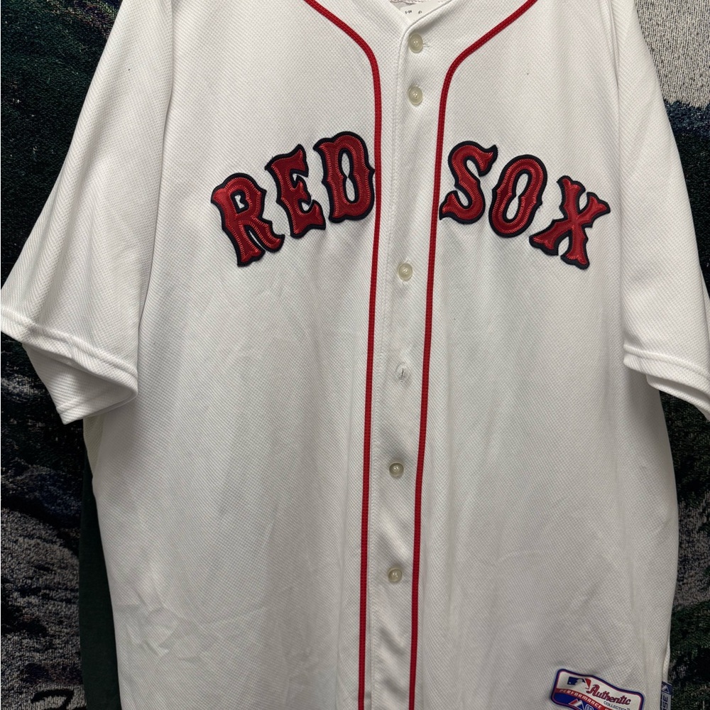 Boston Red Sox White Button-Front Baseball Jersey With Stitched Lettering